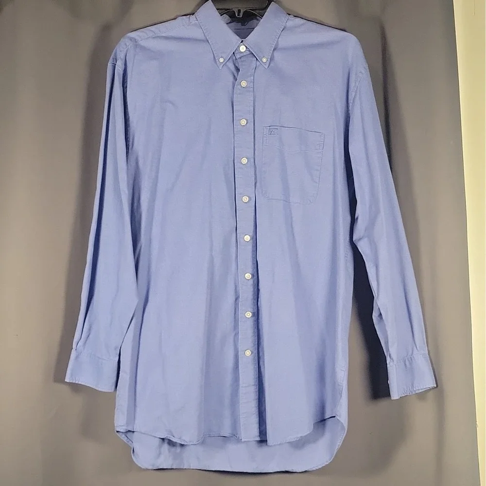 Cutter & Buck Men's LT Blue Solid Woven Cotton Button-Down Shirt Pockets - Picture 1 of 16